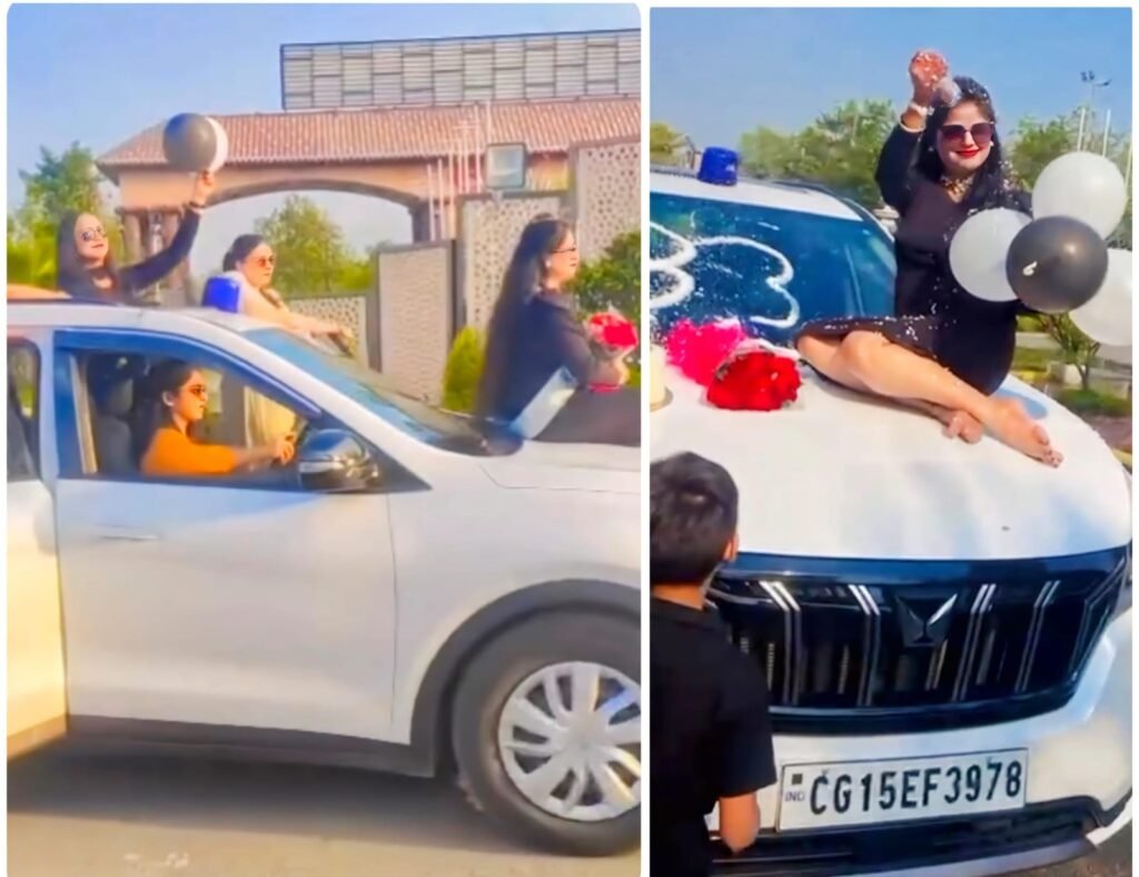 नीली बत्ती पर जन्मदिन का जश्न