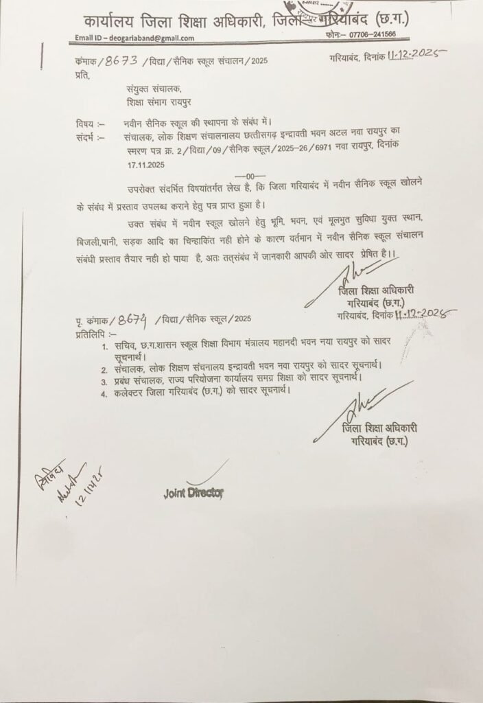 गरियाबंद सैनिक स्कूल विवाद