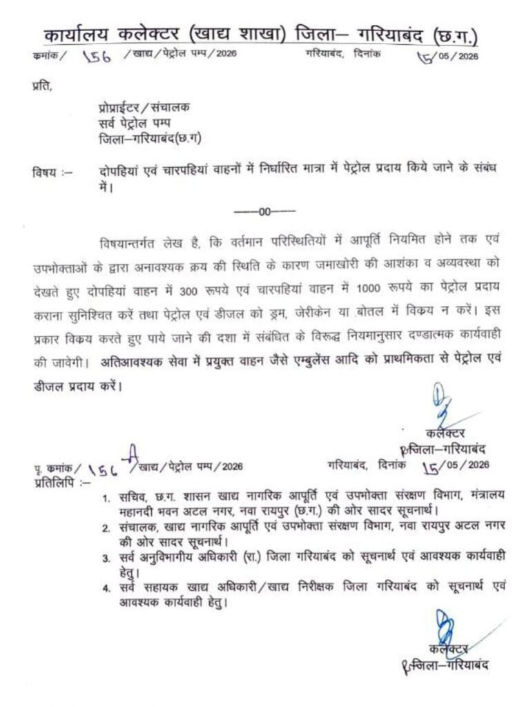 गरियाबंद कलेक्टर का बड़ा आदेश